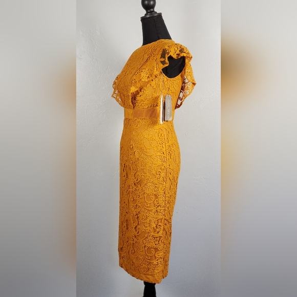 NY&Co. Dress, Eva Mendez collection, lace, size 0, color pumpkin - Picture 3 of 6